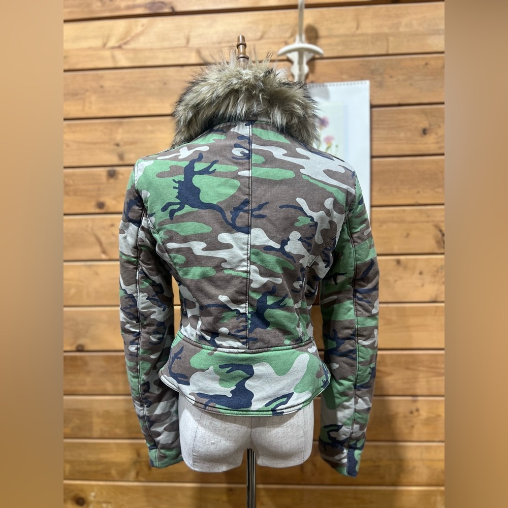 Denim & Supply Ralph Lauren Camo Moto Jacket w/ Faux Fur Collar Deadstock Size M - Picture 6 of 16